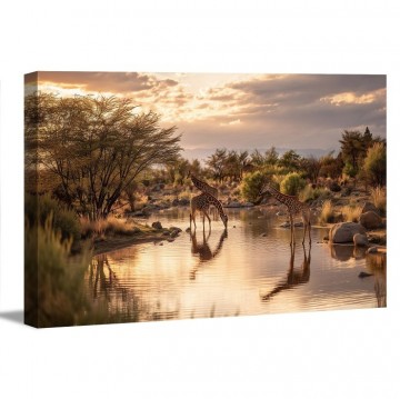 Canvas schilderij afrika giraffe 120 x 80 cm 5079