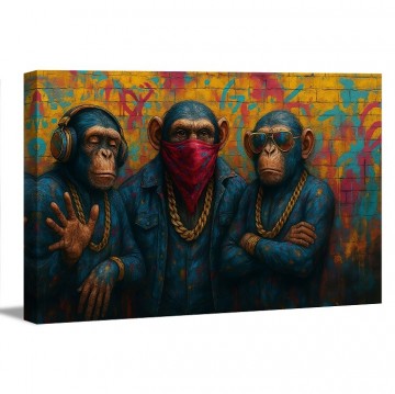 Canvas schilderij apen horen zien zwijgen 120 x 80 cm 5077