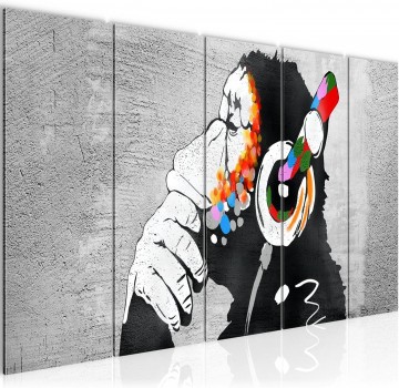 Canvas schilderij banksy   aap dj 220 x 80 cm 042555a