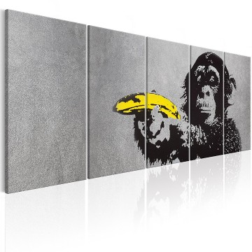 Canvas schilderij banksy   banaan aap 240 x 90 cm  0