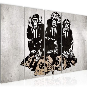 Canvas schilderij banksy   bankroof apen 2 170 x 60 cm 303456b