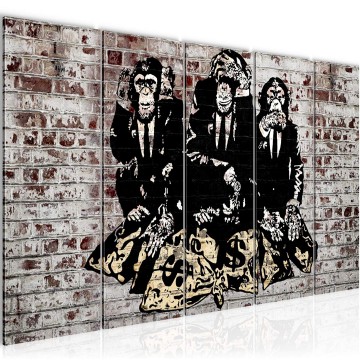 Canvas schilderij banksy   bankroof apen 3 170 x 60 cm 303456c