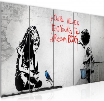 Canvas schilderij banksy   dream big 220 x 80 cm 040655a