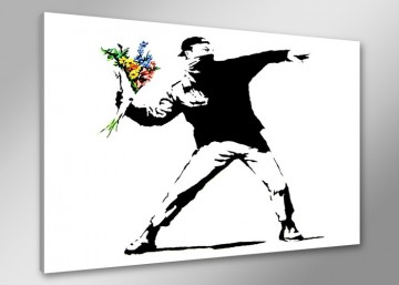 Banksy - Flower Thrower 80 x 60 cm