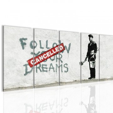 Canvas schilderij banksy   follow your dreams 200 x 80 cm wwwuwhuisinrichtingnl