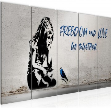 Canvas schilderij banksy   freedom 220 x 80 cm 040655c