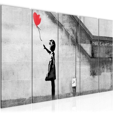 Canvas schilderij banksy   hope 1 170 x 60 cm 301656a