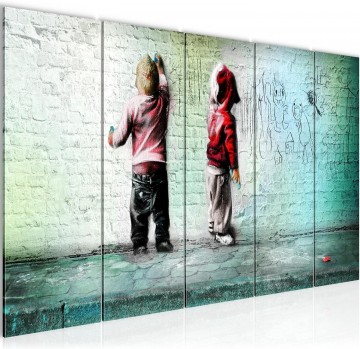 Canvas schilderij banksy   kinderen 220 x 80 cm 039256b