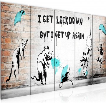 Canvas schilderij banksy   lockdown 220 x 80 cm 041055a