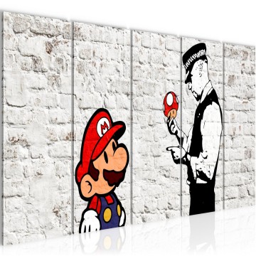 Canvas schilderij banksy   mario 170 x 60 cm 006556a