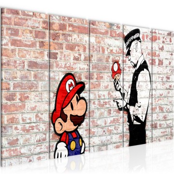 Canvas schilderij banksy   mario 170 x 60 cm 006556b