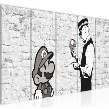Canvas schilderij banksy   mario 170 x 60 cm 006556c