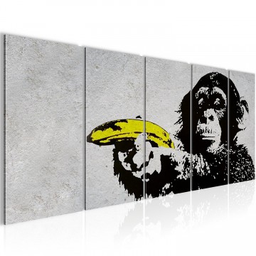 Canvas schilderij banksy   monkey banana 200 x 80 cm wwwuwhuisinrichtingnl