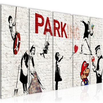Canvas schilderij banksy   parking 170 x 60 cm 013256a