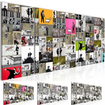 Canvas schilderij banksy   verzamel 1 200 x 80 cm wwwuwhuisinrichtingnl