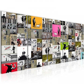 Canvas schilderij banksy   verzamel 2 200 x 80 cm wwwuwhuisinrichtingnl
