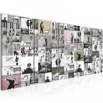Canvas schilderij banksy   verzamel 3 200 x 80 cm wwwuwhuisinrichtingnl