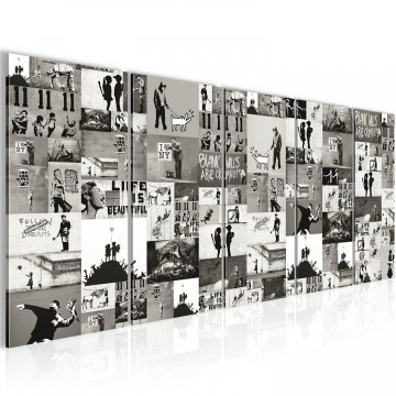 Canvas schilderij banksy   verzamel 4 200 x 80 cm wwwuwhuisinrichtingnl