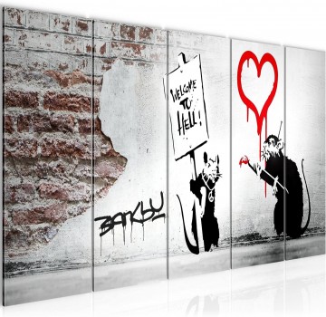 Canvas schilderij banksy   wall 220 x 80 cm 040455a