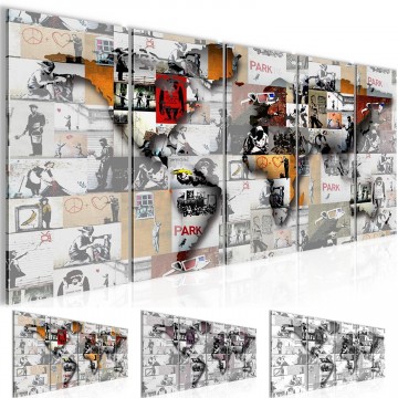 Canvas schilderij banksy   wereld 1 200 x 80 cm wwwuwhuisinrichtingnl