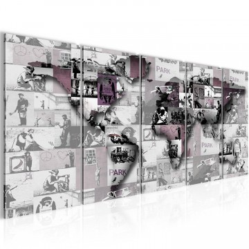 Canvas schilderij banksy   wereld 3 200 x 80 cm wwwuwhuisinrichtingnl