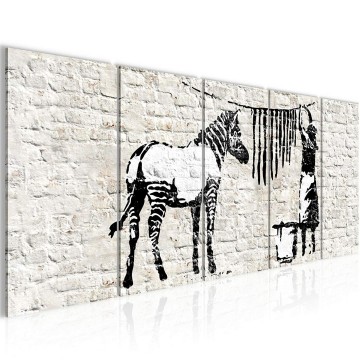 Canvas schilderij banksy   zebra 1 220 x 80 cm 012955p