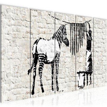 Canvas schilderij banksy   zebra 170 x 60 cm 012956a