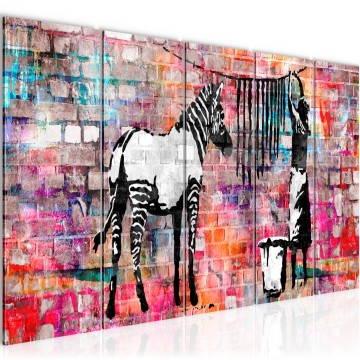 Canvas schilderij banksy   zebra 170 x 60 cm 012956c