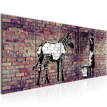 Canvas schilderij banksy   zebra 2 220 x 80 cm 012955p