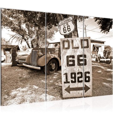 Canvas schilderij classic car route 66 2 130 x 80 cm 609831