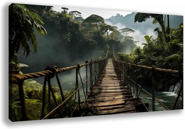 Canvas schilderij hangbrug natuur 120 x 80 cm 5031 1