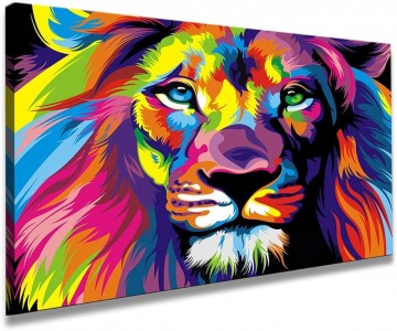 Canvas schilderij leeuw 80 x 60 cm 4001