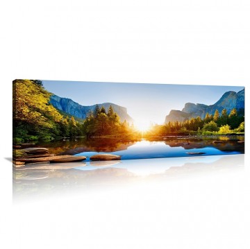 Canvas schilderij natuur meer 120 x 40 cm 5744
