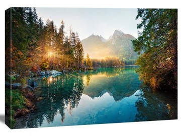 Canvas schilderij natuur meer 120 x 80 cm 5065