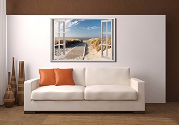 Canvas schilderij noordzee raam 2 120 x 80 cm 5007