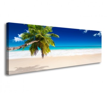 Canvas schilderij palm strand 120 x 40 cm 5731