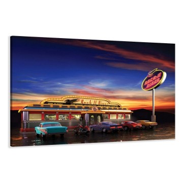 Canvas schilderij route 66 retro 120 x 80 cm 5148