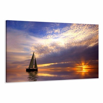 Canvas schilderij sailing sunset 120 x 80 cm 5097