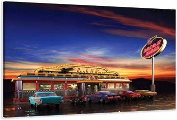 Canvas schilderij usa retro 80 x 60 cm 4148