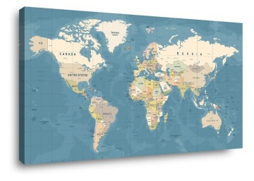 Canvas schilderij wereldkaart 120 x 80 cm 5029