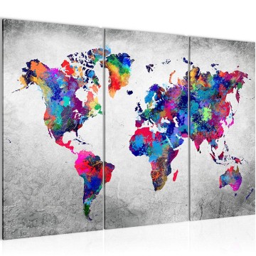 Canvas schilderij wereldkaart 23 130 x 80 cm 013331