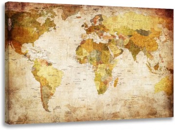 Canvas schilderij wereldkaart 80 x 60 cm 4139