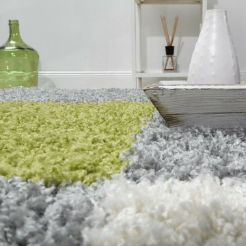 Hoogpolig shaggy tapijt groen 3 geblokt