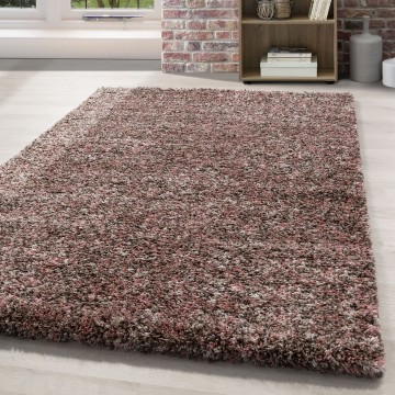 Hoogpolig shaggy tapijt multicolor lichtroze 1