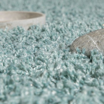 Hoogpolig shaggy tapijt pastel turqouise 3