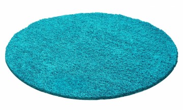 Hoogpolig shaggy tapijt rond turquoise 0