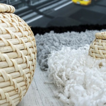 Hoogpolig shaggy tapijt zwart 3 geblokt