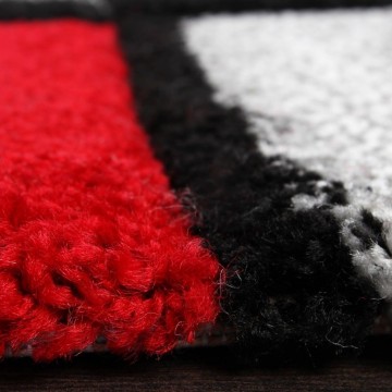 Modern design tapijt karo grijs rood 02