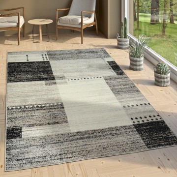 Modern tapijt karo grijs zwart 1