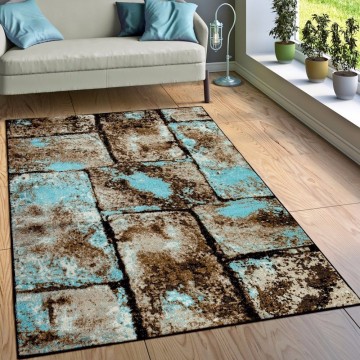 Modern tapijt stenen bruin blauw 1